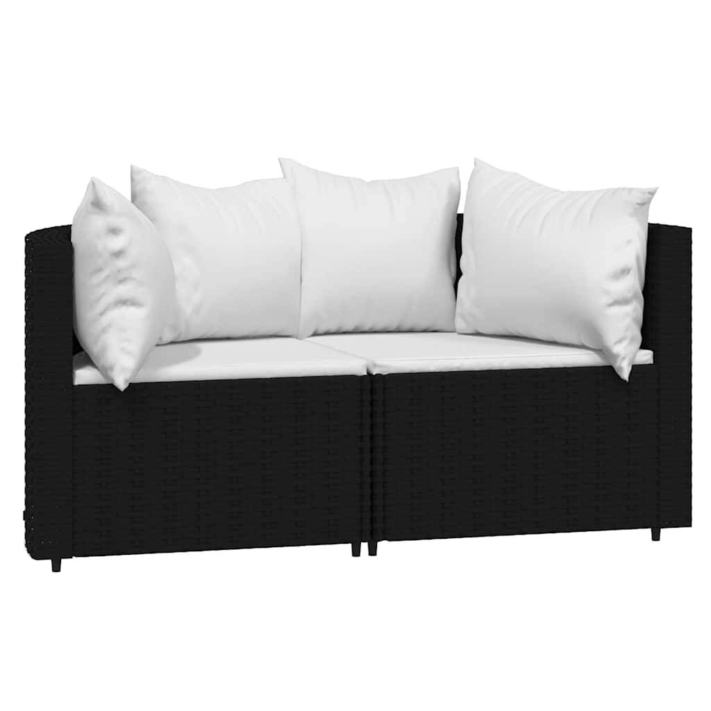 Canapés d'angle de jardin et coussins 2 pcs | Canapé D'extérieur | Sofa De Jardin Noir Résine tressée Maison Chic - Image 1