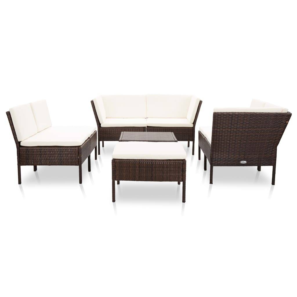 Helloshop26 - Salon de jardin meuble d'extérieur ensemble de mobilier 8 pièces avec coussins résine tressée marron - Imagen 2