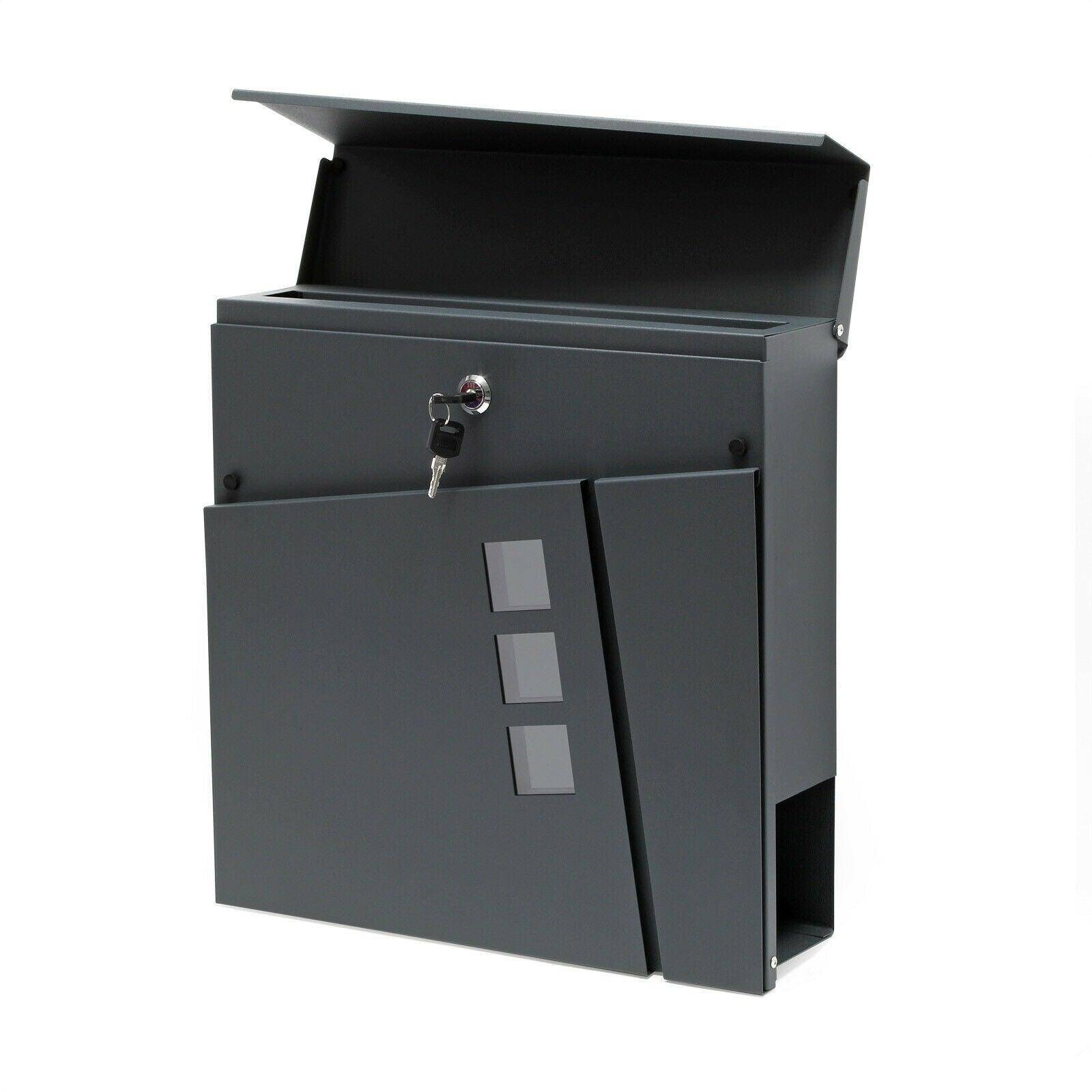 Helloshop26 - Boite aux lettres design compartiment journal magazine acier galvanisé anthracite - Imagen 2