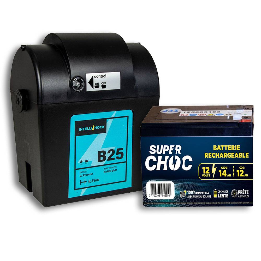 Poste de clôture B25 et batterie 12 V 14 Ah - Imagen 1