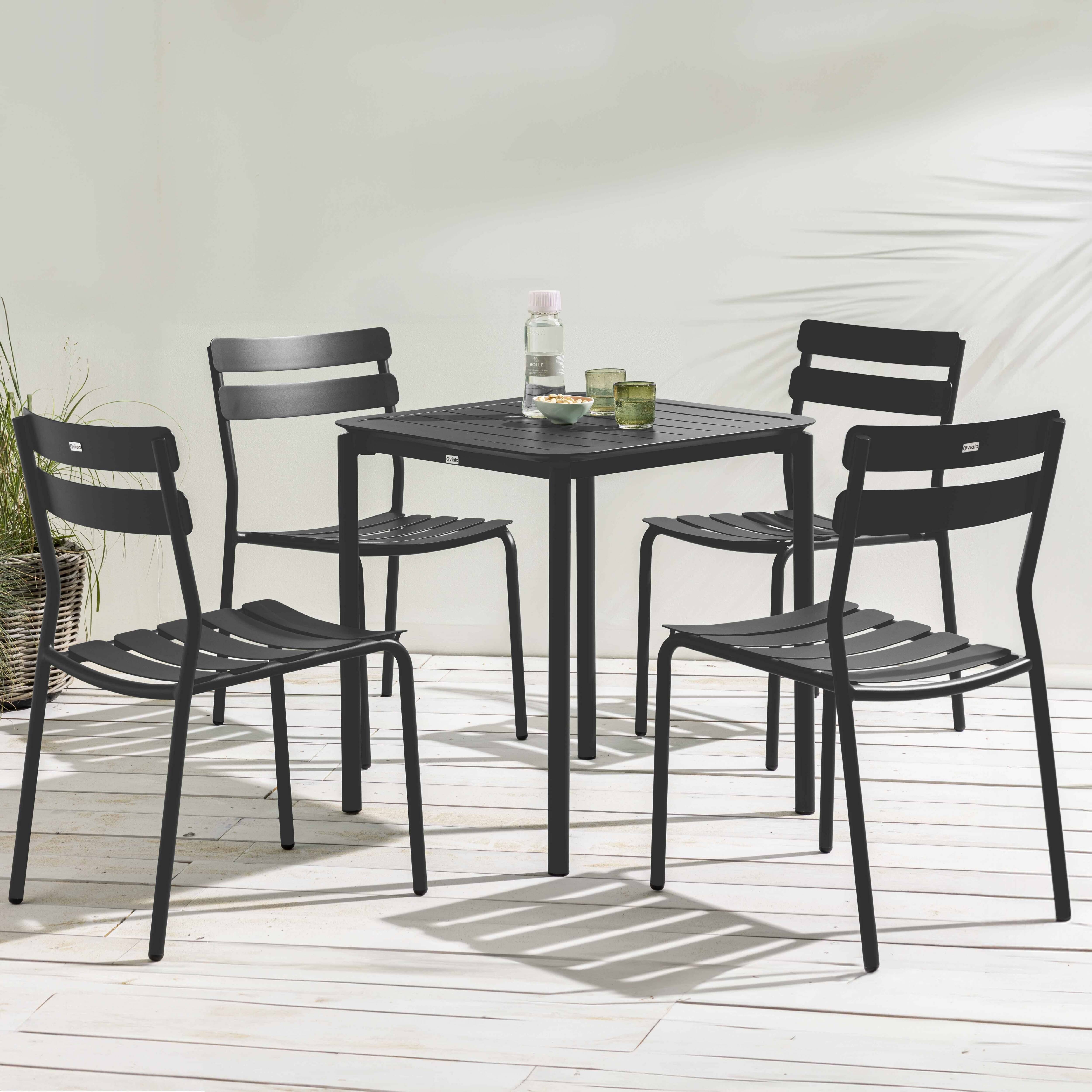 Oviala - Ensemble table de terrasse 70cm et 4 chaises noir Almada - Oviala - Image 2