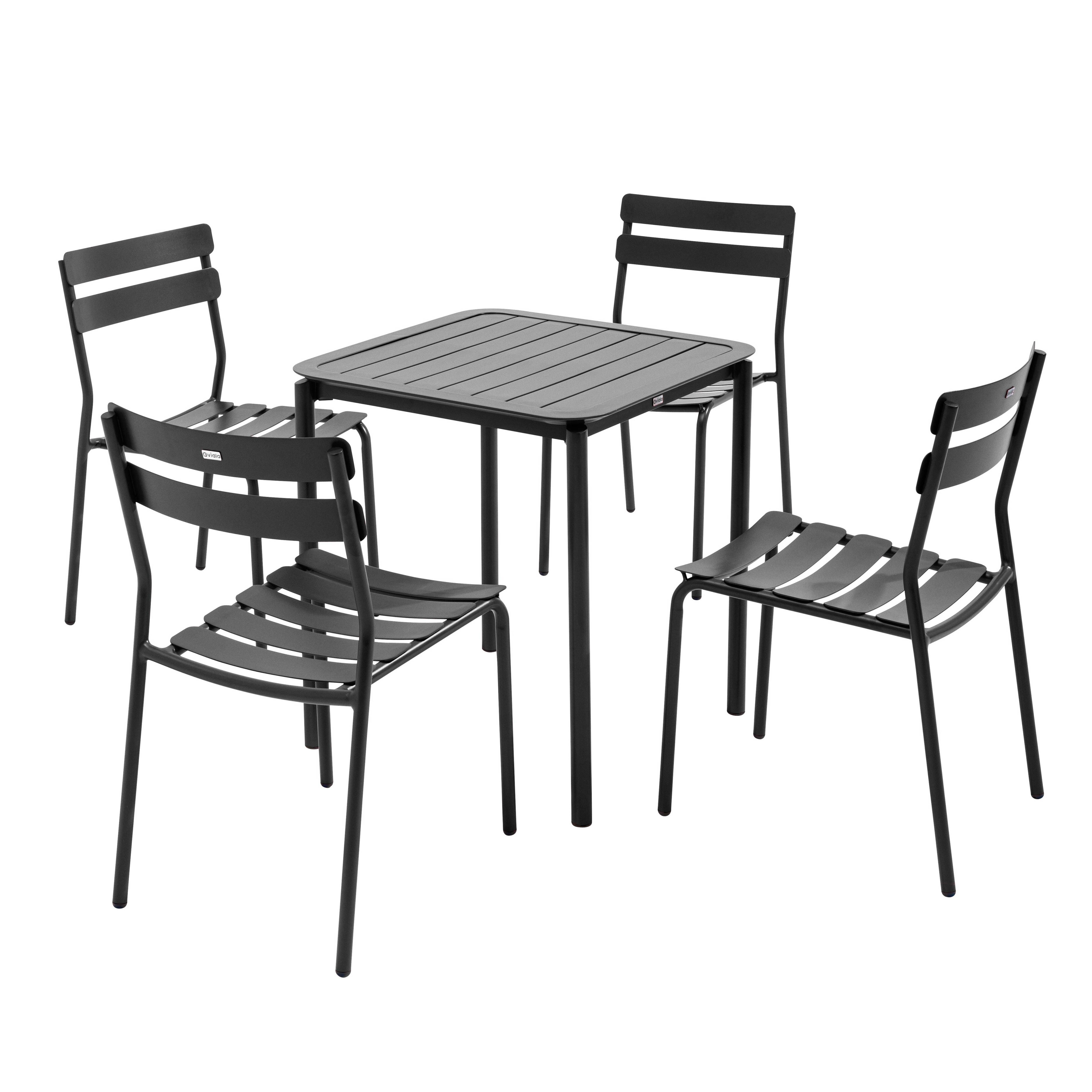 Oviala - Ensemble table de terrasse 70cm et 4 chaises noir Almada - Oviala - Image 1