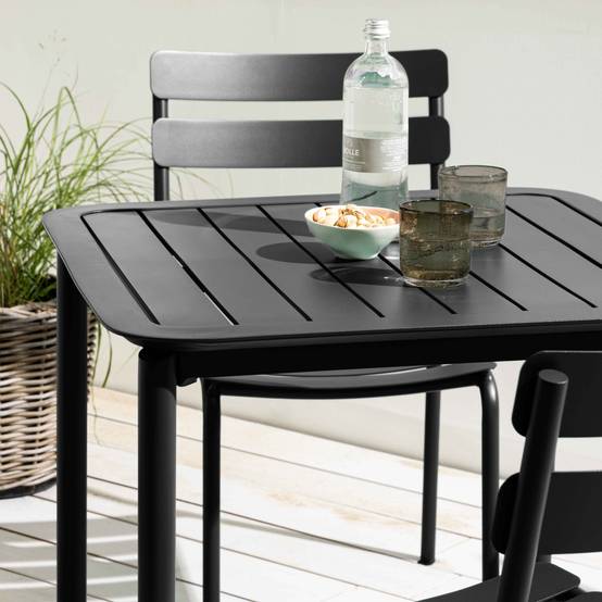Oviala - Ensemble table de terrasse 70cm et 4 chaises noir Almada - Oviala - Image 3