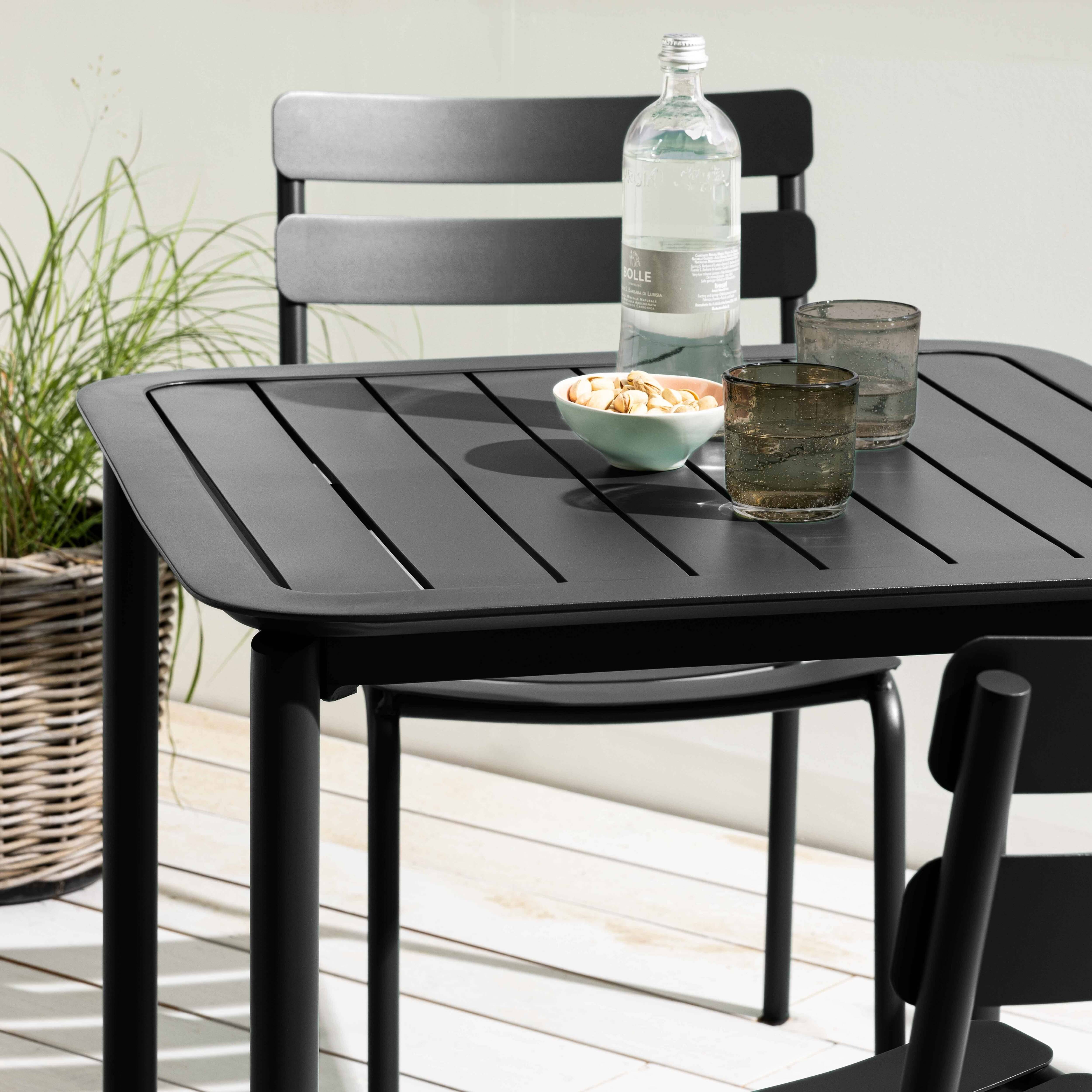 Oviala - Ensemble table de terrasse 70cm et 4 chaises noir Almada - Oviala - Image 3