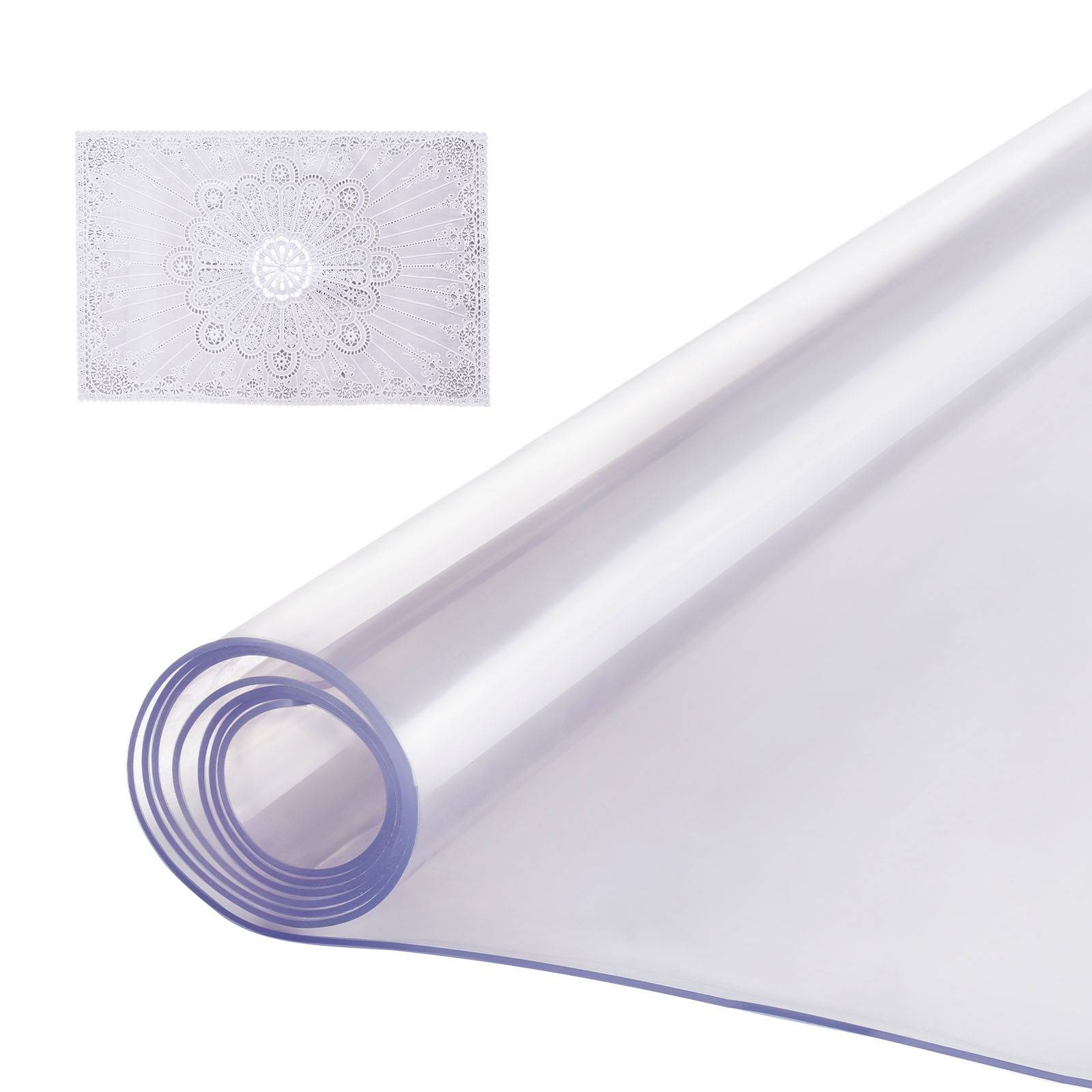 VEVOR Protection table PVC transparent, 40x80", 2.0mm, rectangulaire, résistant eau, bureau. - Image 1