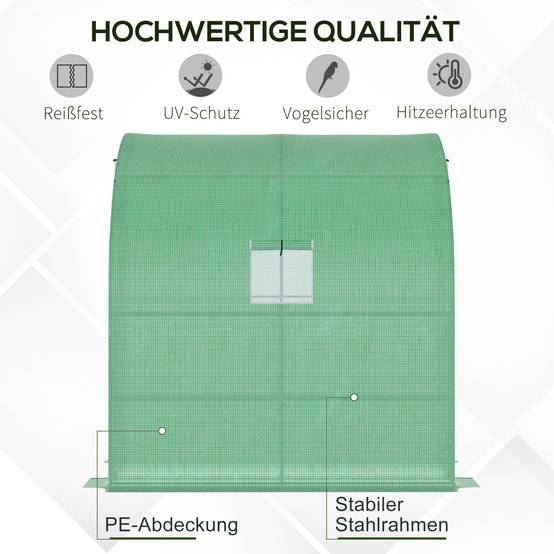 Serre Adossée Acier PE Protection Hivernage 2 Portes 200x100x215cm Vert - ComfortXL Outdoor Living - Image 4