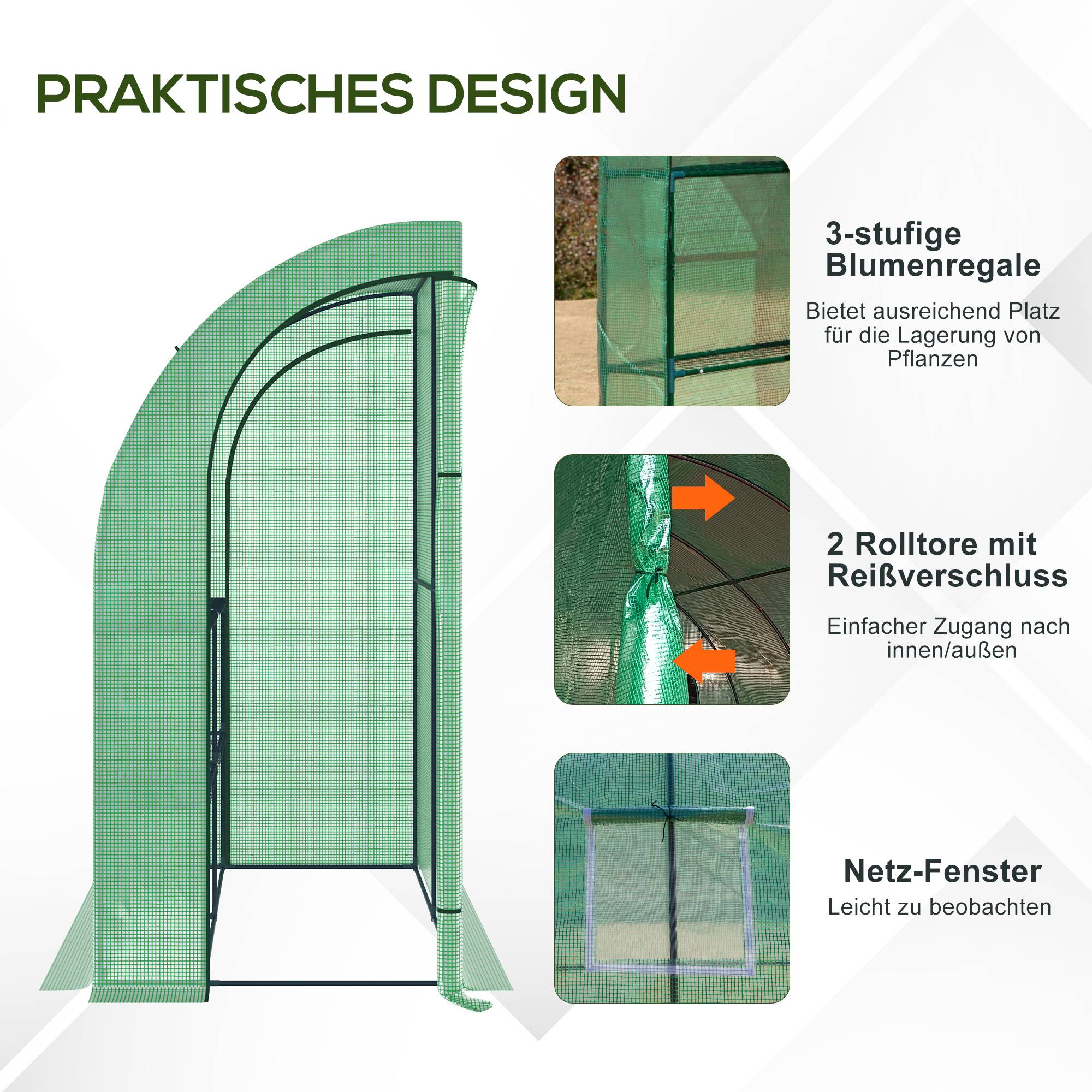 Serre Adossée Acier PE Protection Hivernage 2 Portes 200x100x215cm Vert - ComfortXL Outdoor Living - Image 6