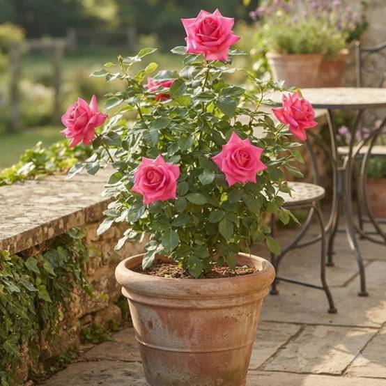 Rosier à grandes fleurs Parfum Royal® 'Adaborop' à fleurs Rose/ - feuillage Caduc - Pot de 3L - 20/40 cm - Image 4