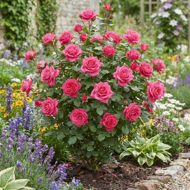 Rosier à grandes fleurs Parfum Royal® 'Adaborop' à fleurs Rose/ - feuillage Caduc - Pot de 3L - 20/40 cm - Image 3