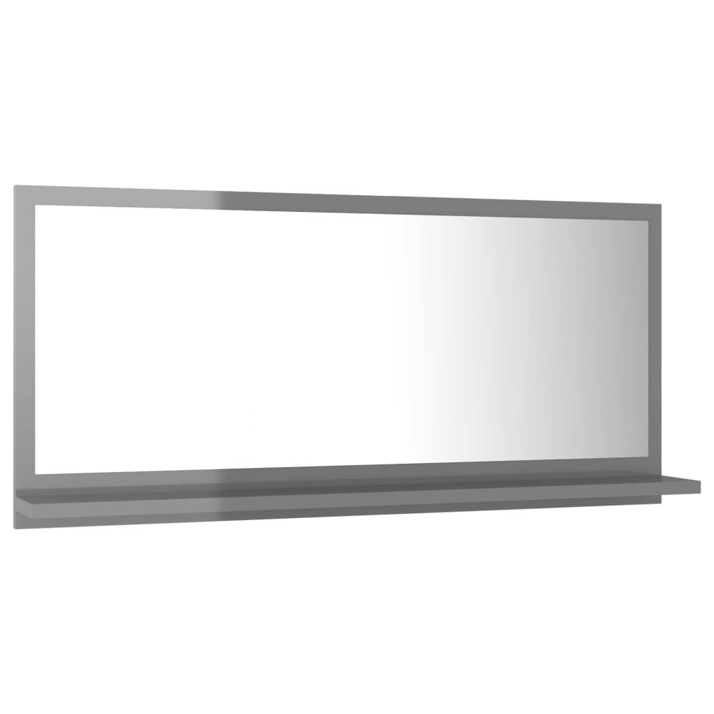 Helloshop26 - Miroir de salle de bain 80 x 10,5 x 37 cm aggloméré gris brillant - Imagen 1