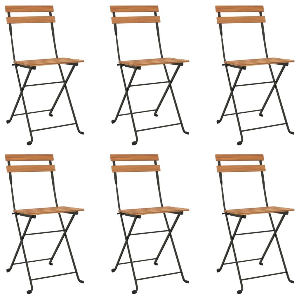 Helloshop26 - Ensemble de bistro jardin meuble extérieur terrasse pliable 7 pièces bois d'acacia solide et acier - Imagen 2