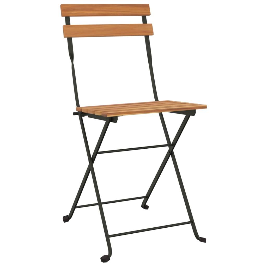 Helloshop26 - Ensemble de bistro jardin meuble extérieur terrasse pliable 7 pièces bois d'acacia solide et acier - Imagen 3