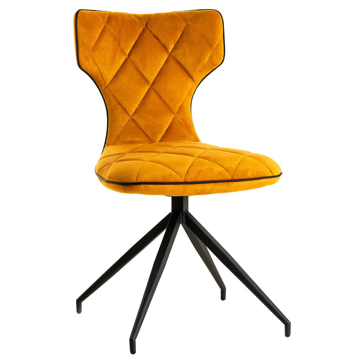Lot de 6 Chaises Tissu Curry Surpiqures Carreaux - STYK - Image 3