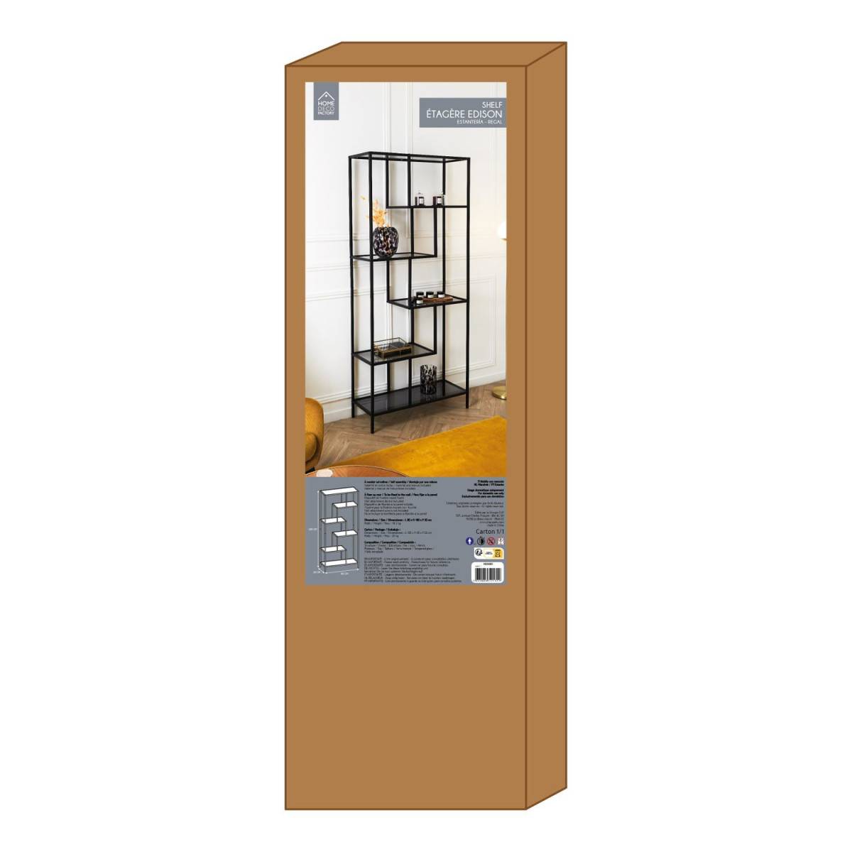The Home Deco Factory - Etagère en métal et  verre fumé Edison 80 x 30 x 180 cm - Imagen 5
