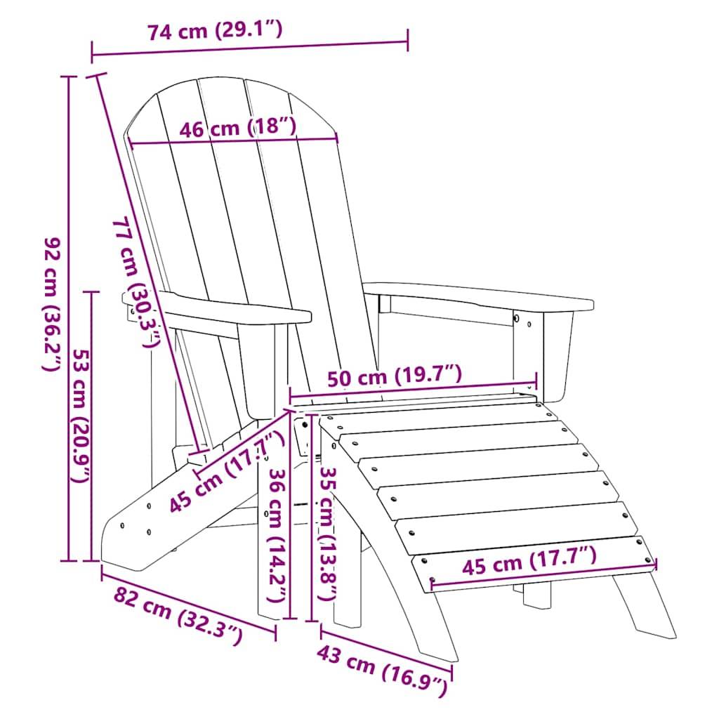Fauteuil Adirondack HDPE avec Coussin Inclus Chaise de Jardin Confortable Noir – ComfortXL Outdoor Living - Image 6