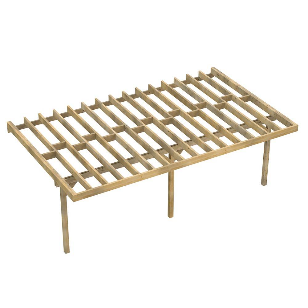 Structure Terrasse Bois Pilotis Adossee en Kit - 7x4,20m - Solives + Poteaux - Sapin Traité Autoclave - Image 1