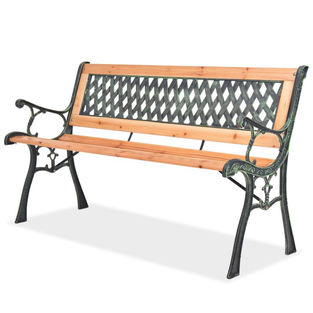 PANGIVO - Banc de jardin bois et fer noir 122 x 51 x 73 cm - PANGIVO - Image 1
