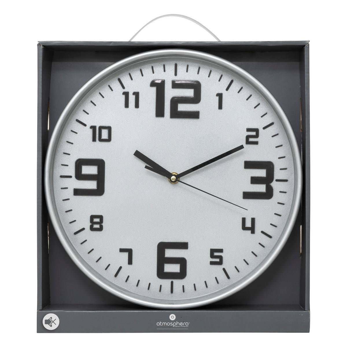 Atmosphera - Horloge argent "Elian" D30cm - Atmosphera Créateur d'intérieur - Imagen 3