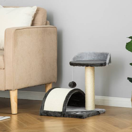 Arbre à chat design bois pour maison amusement et détente 35x37x46cm gris - ComfortXL Outdoor Living - Image 4