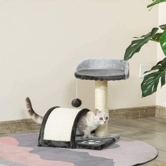 Arbre à chat design bois pour maison amusement et détente 35x37x46cm gris - ComfortXL Outdoor Living - Image 3