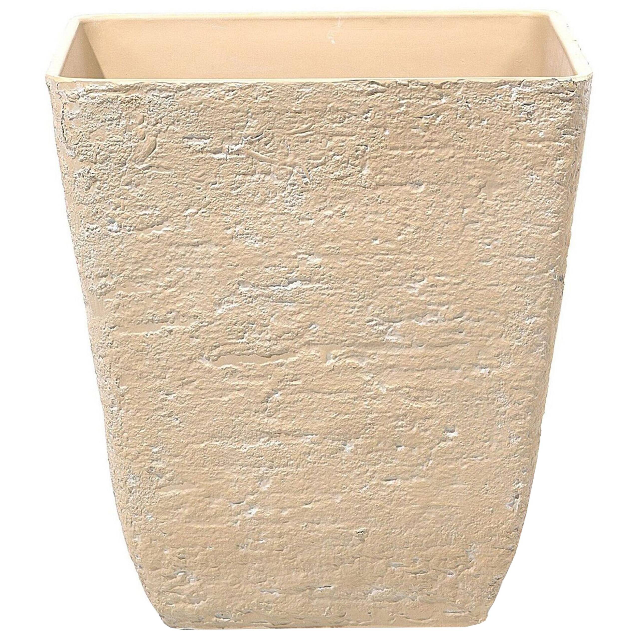 Beliani - Cache-Pot Beige en Polyrésine 49 x 49 x 53 cm Effet Pierre Pot de Fleurs Idéal pour Extérieur et Intérieur Evasé - Imagen 1