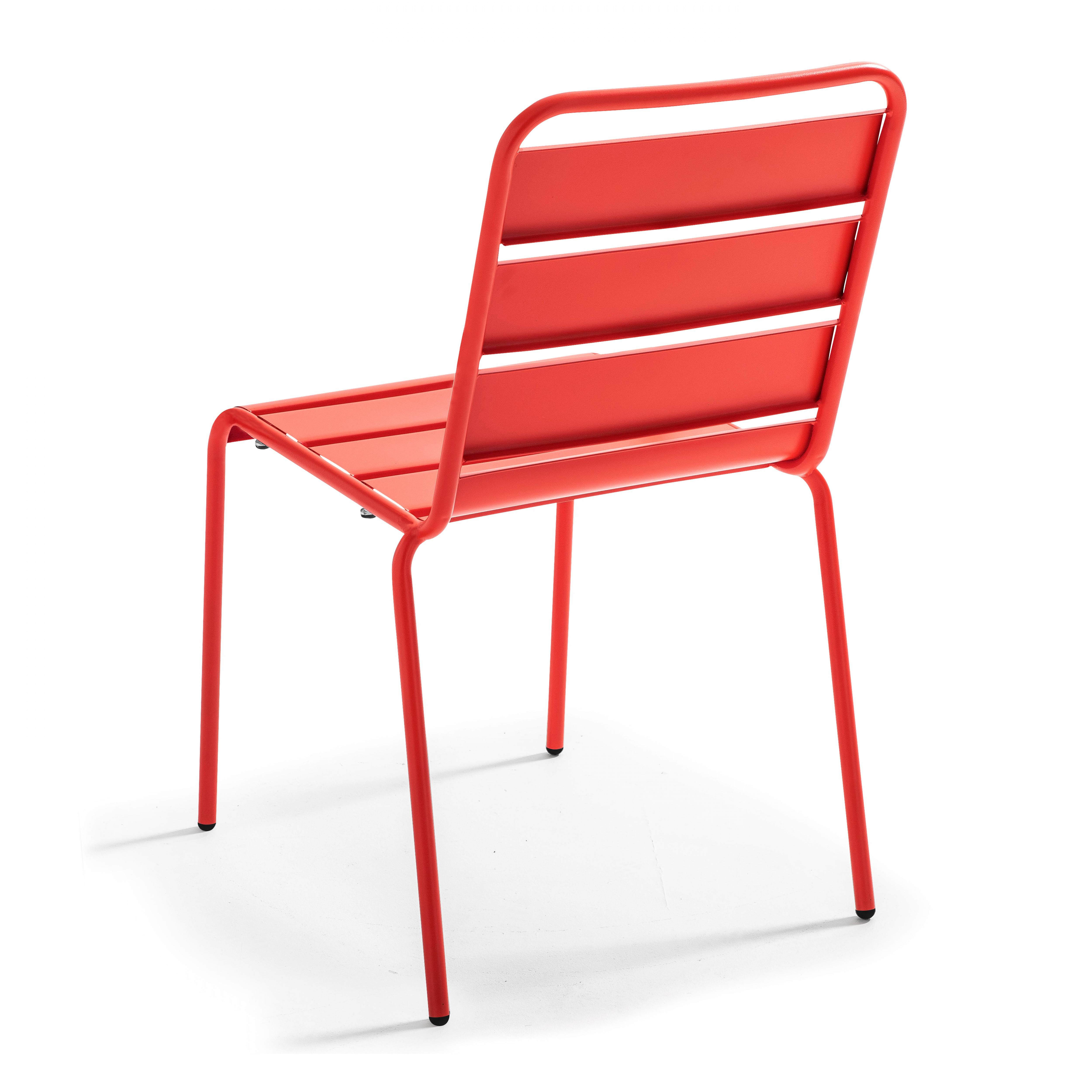 Oviala - Ensemble table de jardin et 8 chaises en métal gris et rouge Palavas - Oviala - Imagen 6