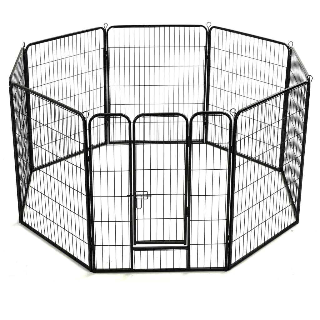 Vidaxl - Parc pour chiens 8 panneaux Acier 80 x 100 cm Noir vidaXL 170574 - Imagen 6