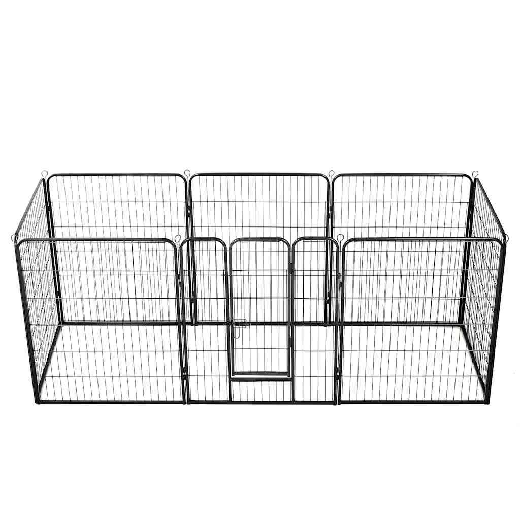 Vidaxl - Parc pour chiens 8 panneaux Acier 80 x 100 cm Noir vidaXL 170574 - Imagen 2