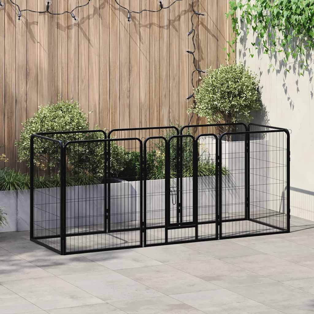 Vidaxl - Parc pour chiens 8 panneaux Acier 80 x 100 cm Noir vidaXL 170574 - Imagen 1