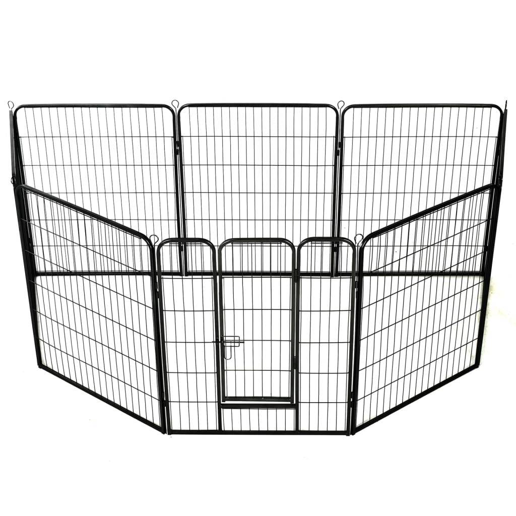 Vidaxl - Parc pour chiens 8 panneaux Acier 80 x 100 cm Noir vidaXL 170574 - Imagen 7