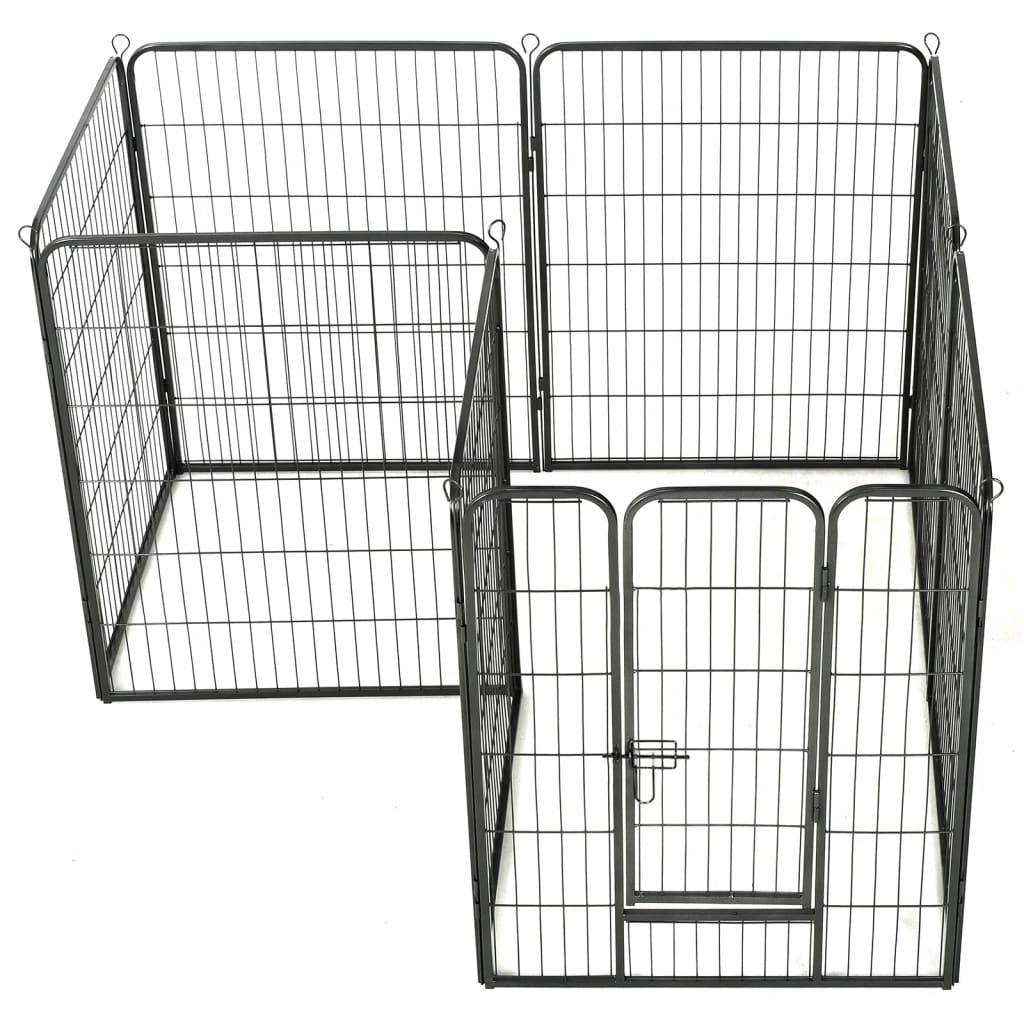 Vidaxl - Parc pour chiens 8 panneaux Acier 80 x 100 cm Noir vidaXL 170574 - Imagen 5