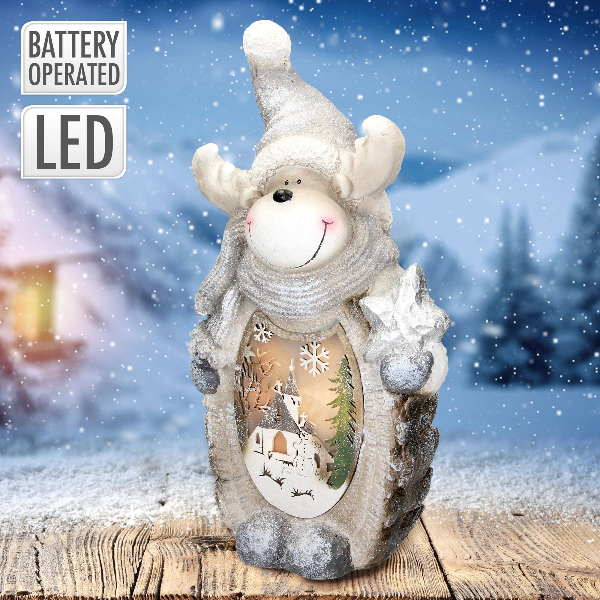 Figurine de renne avec éclairage LED 53 cm décoration ornement d'intérieur Noël - Image 8