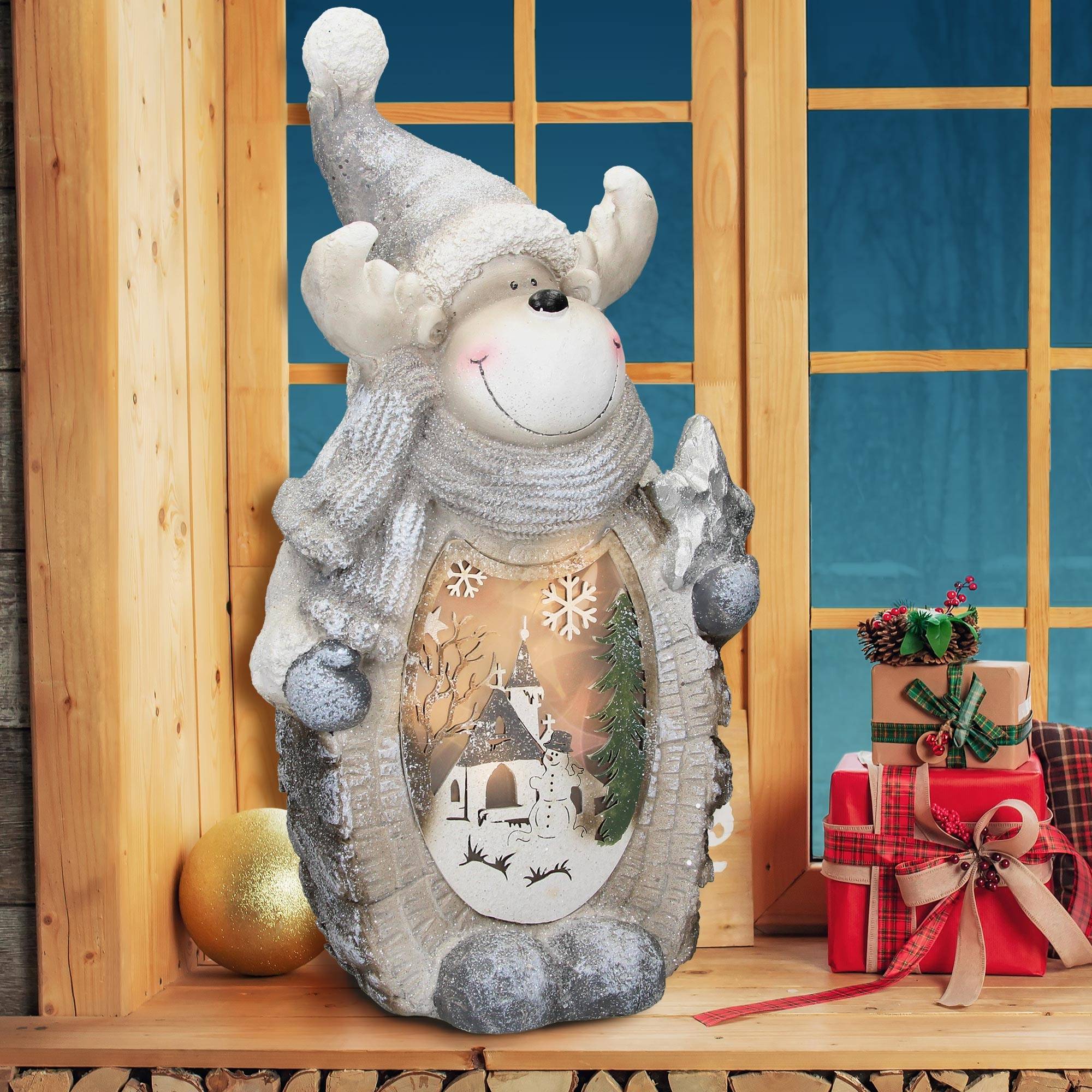 Figurine de renne avec éclairage LED 53 cm décoration ornement d'intérieur Noël - Image 7