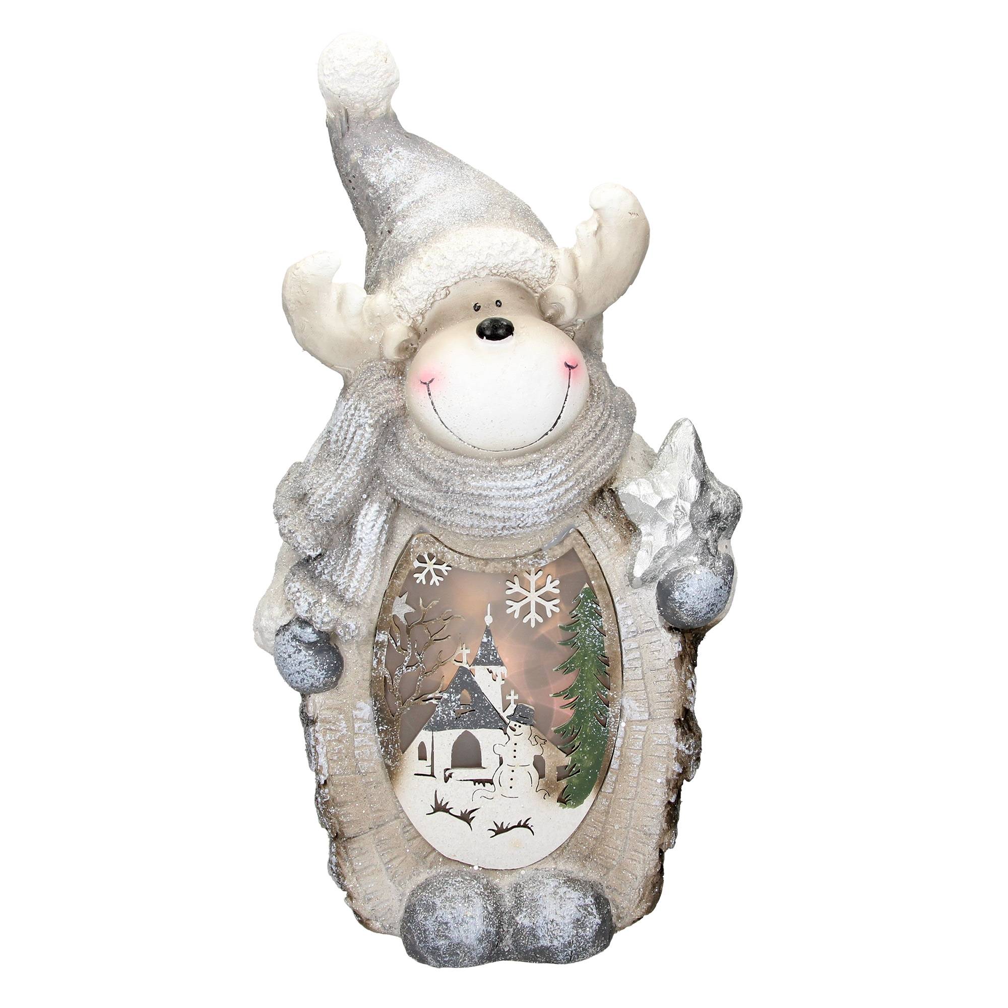 Figurine de renne avec éclairage LED 53 cm décoration ornement d'intérieur Noël - Image 1