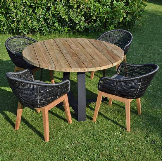 Fauteuil en résine tressée noire Lounge avec coussin - Gecko Jardin - Image 6