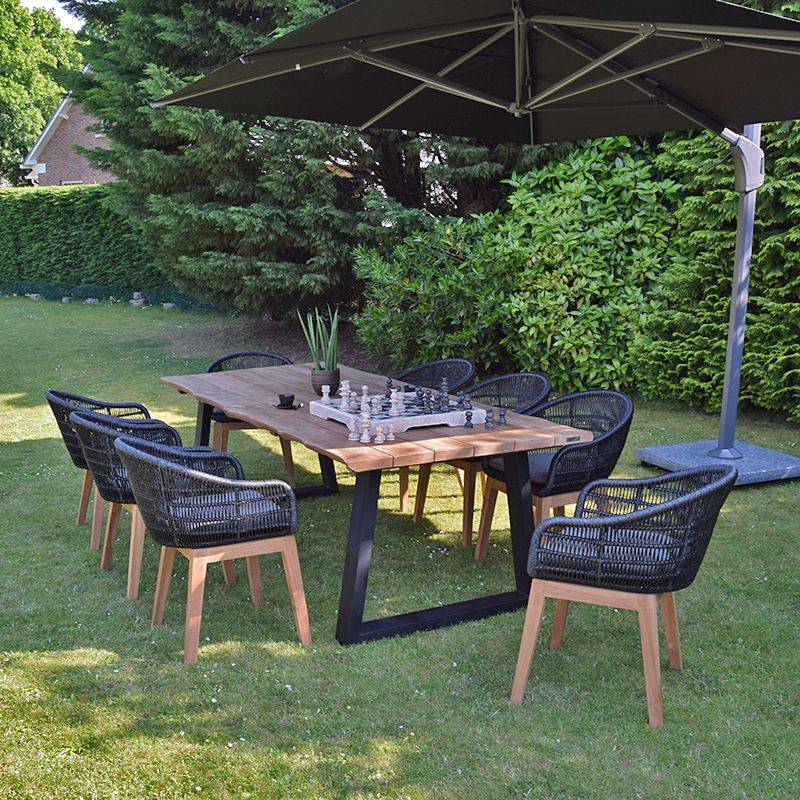 Fauteuil en résine tressée noire Lounge avec coussin - Gecko Jardin - Image 5