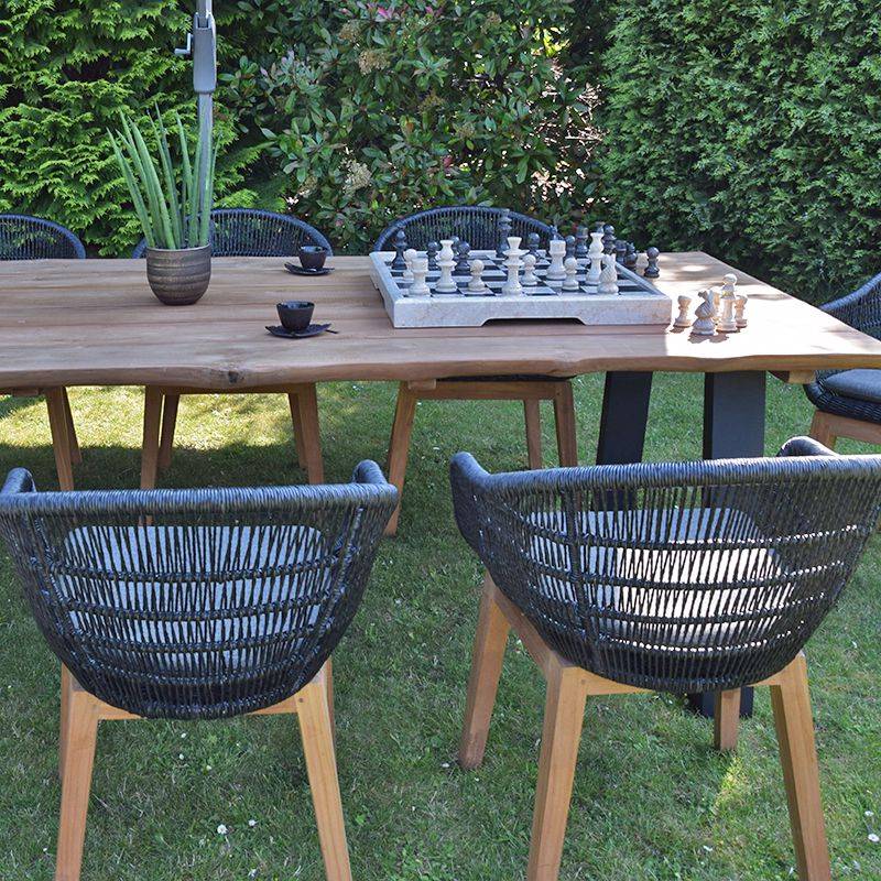 Fauteuil en résine tressée noire Lounge avec coussin - Gecko Jardin - Image 9