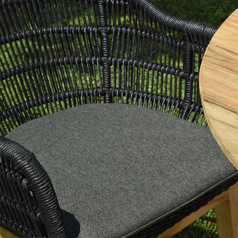 Fauteuil en résine tressée noire Lounge avec coussin - Gecko Jardin - Image 3