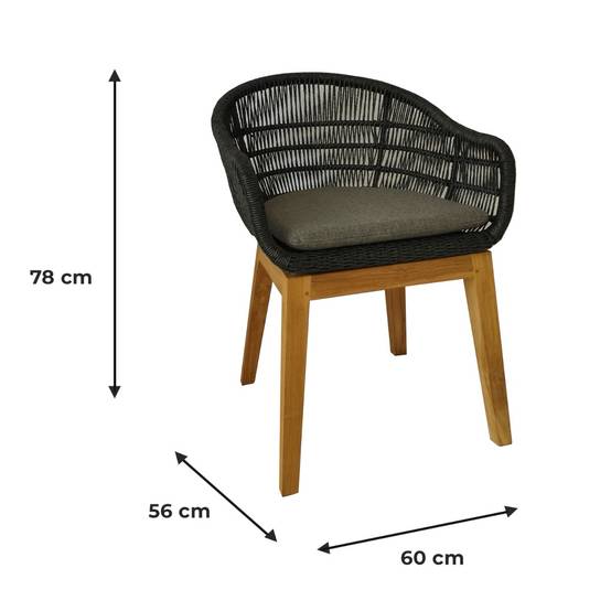 Fauteuil en résine tressée noire Lounge avec coussin - Gecko Jardin - Image 8