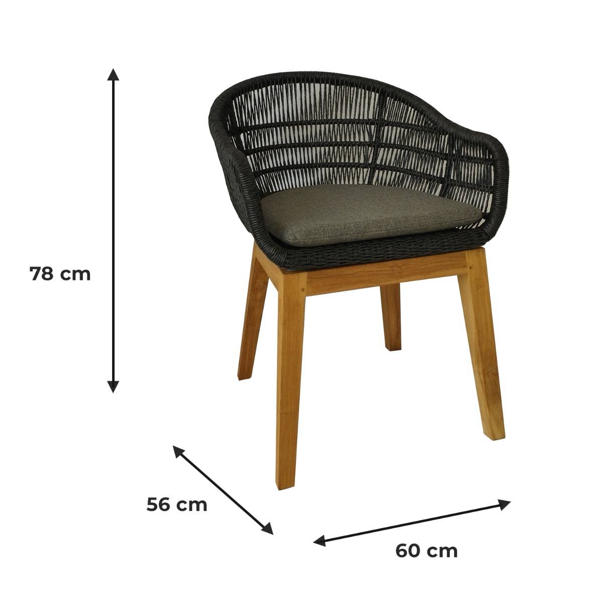 Fauteuil en résine tressée noire Lounge avec coussin - Gecko Jardin - Image 8