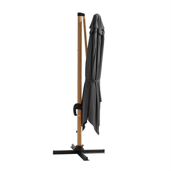 Oviala - Parasol déporté carré 3x3m effet bois anthracite Brescia - Oviala - Image 4