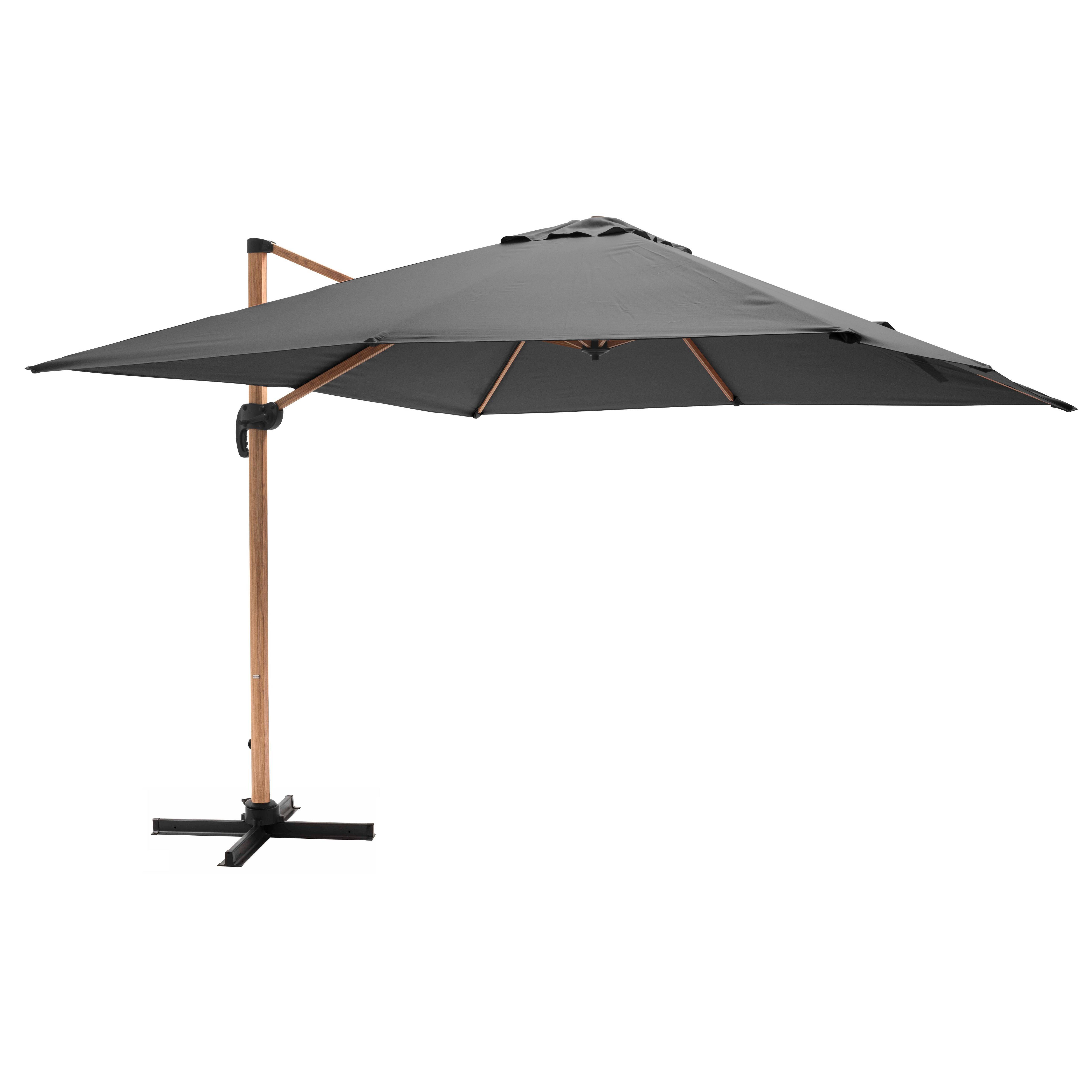 Oviala - Parasol déporté carré 3x3m effet bois anthracite Brescia - Oviala