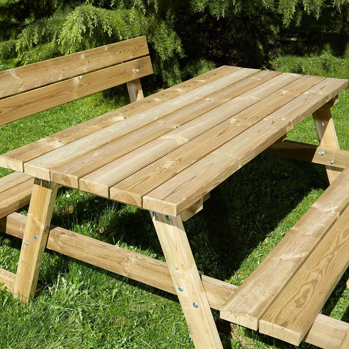 Table pique nique en bois Versailles avec dossiers 6 places - Cémonjardin - Imagen 2