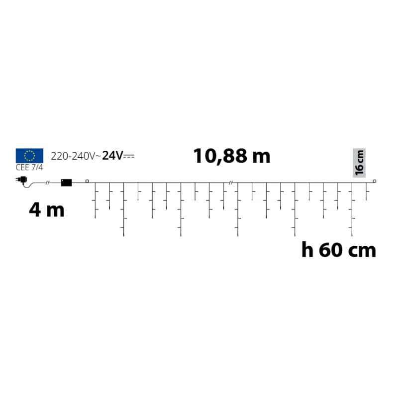 Lotti - Guirlande stalactite 10M H60CM 255 LED blanc chaud 8 programmes câble blanc 24V Lotti - Imagen 3