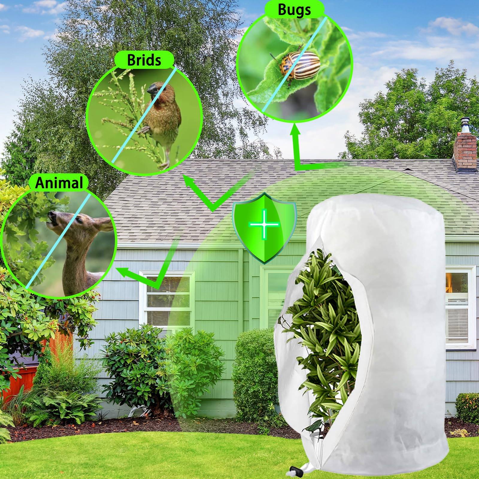 2 pièces de couverture antigel pour plantes en dôme, tissu antigel 120*180CM avec fermeture éclair à cordon, protection antigel pour plantes-Lytech - Image 5