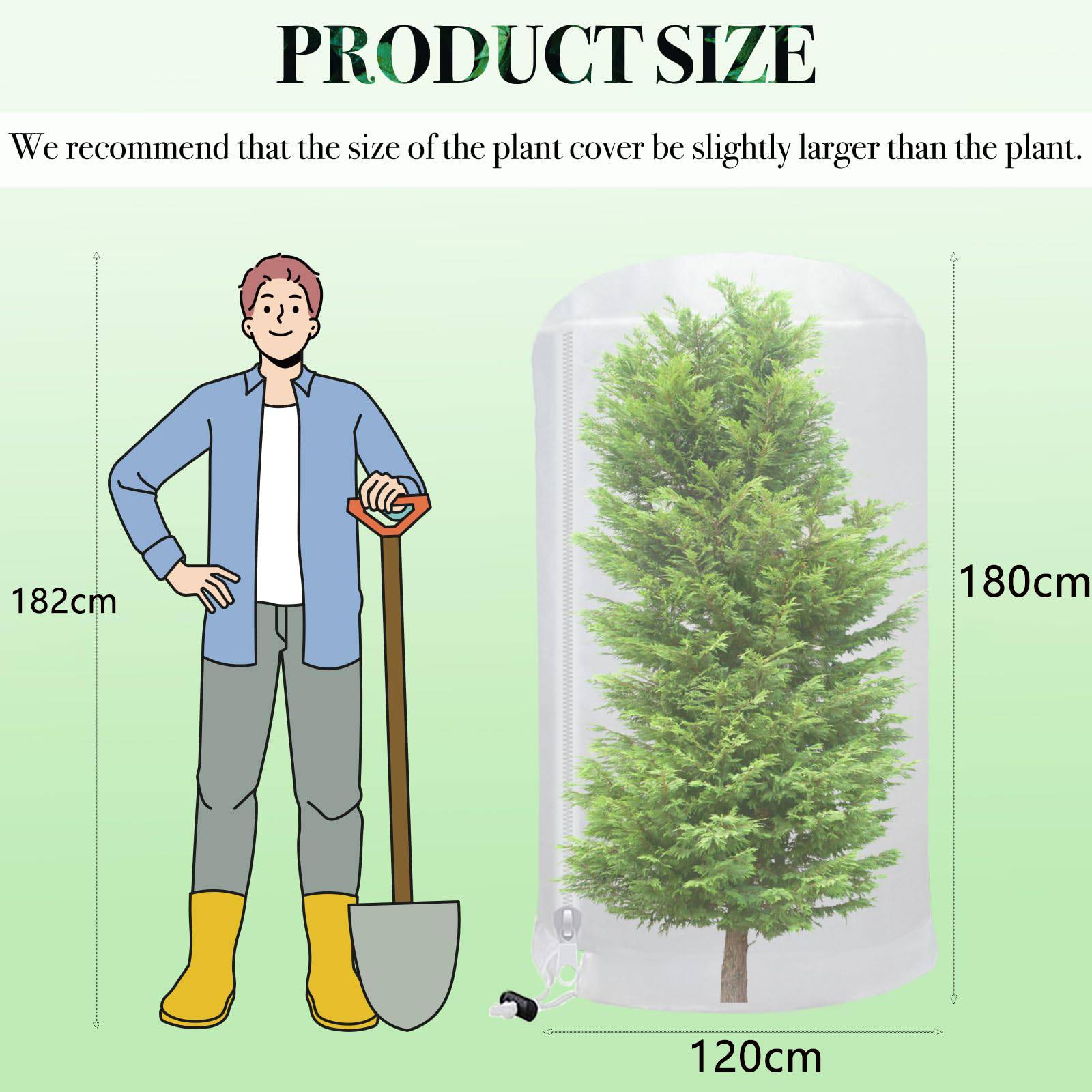 2 pièces de couverture antigel pour plantes en dôme, tissu antigel 120*180CM avec fermeture éclair à cordon, protection antigel pour plantes-Lytech - Image 4