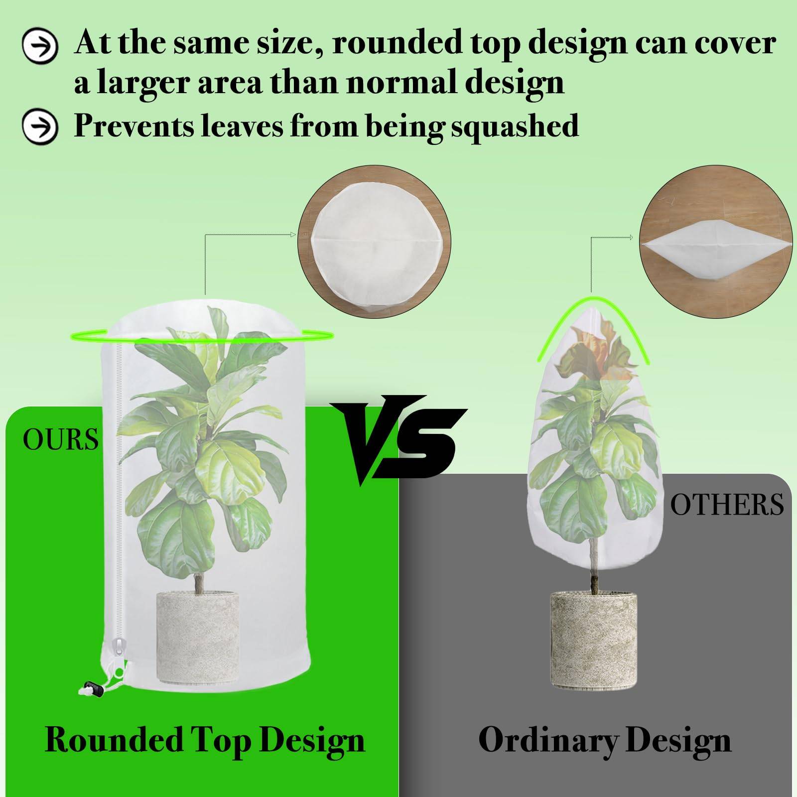 2 pièces de couverture antigel pour plantes en dôme, tissu antigel 120*180CM avec fermeture éclair à cordon, protection antigel pour plantes-Lytech - Image 2