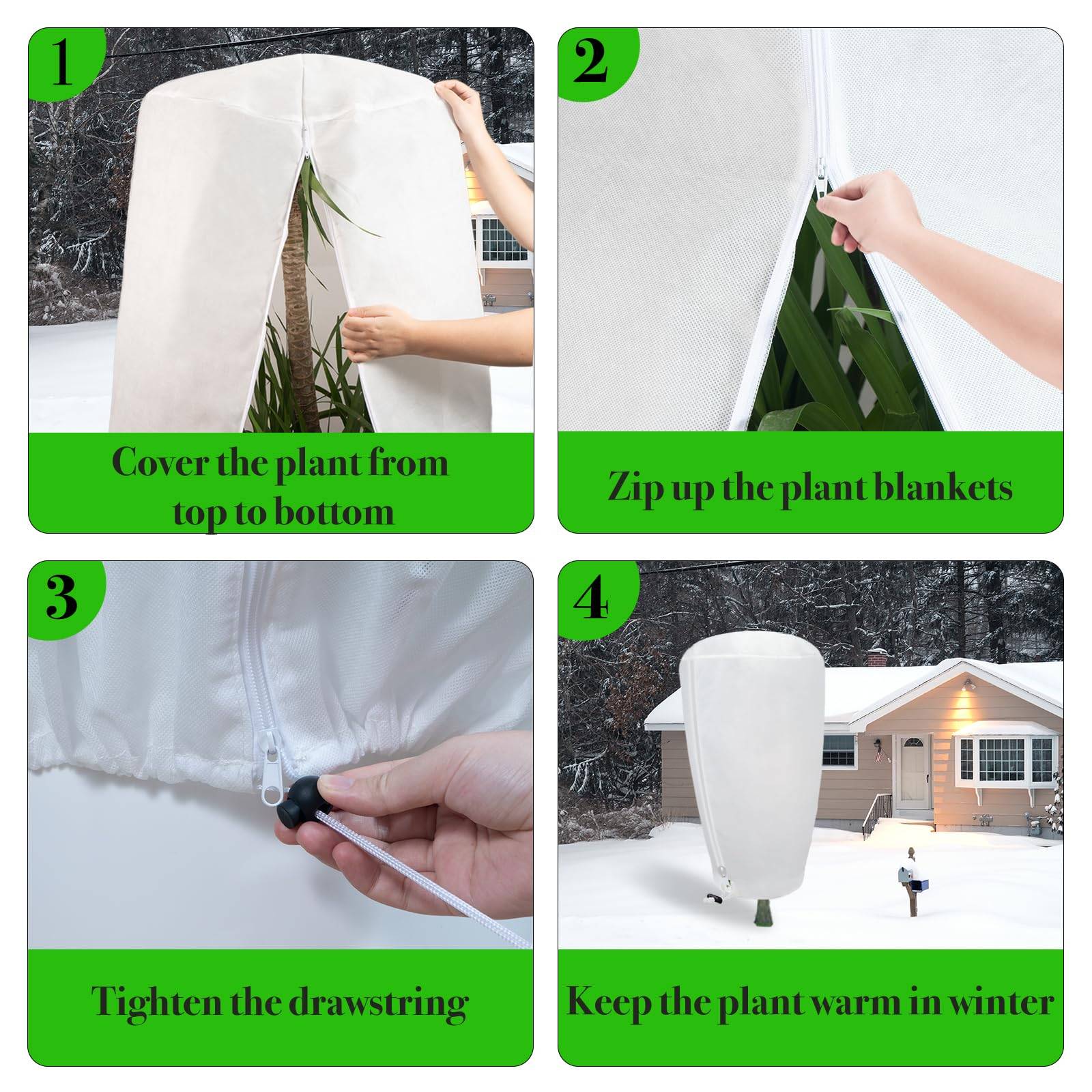 2 pièces de couverture antigel pour plantes en dôme, tissu antigel 120*180CM avec fermeture éclair à cordon, protection antigel pour plantes-Lytech - Image 6