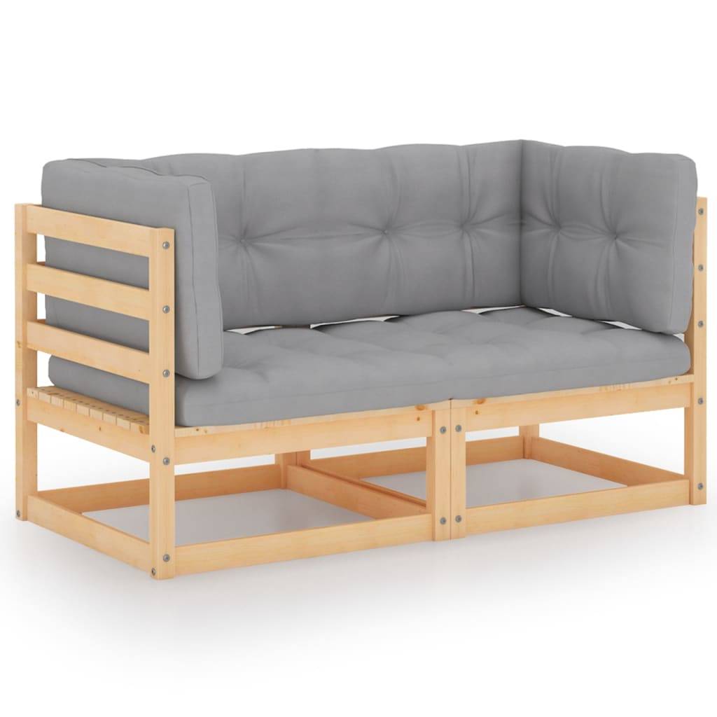 Helloshop26 - Salon de jardin meuble d'extérieur ensemble de mobilier 3 pièces avec coussins bois de pin massif - Imagen 3