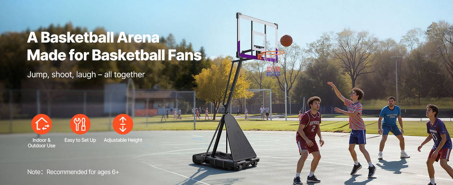 Vevor - VEVOR Panier de basket portable, hauteur réglable 3,05 m, panneau PC 121 cm, base remplissable, roulettes avec frein, idéal intérieur et extérieur. - Image 9